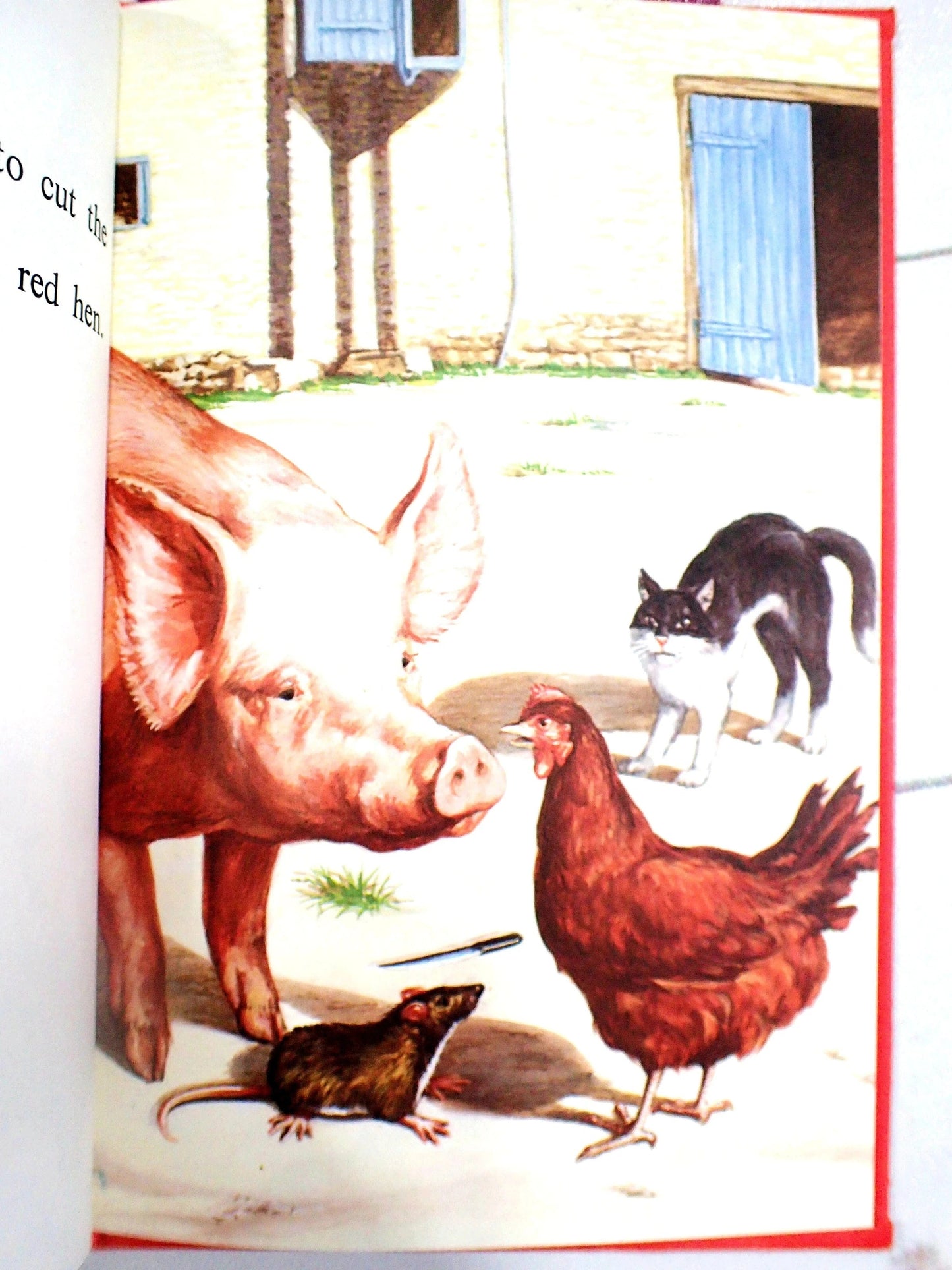 The Little Red Hen with Piggy, Rat and the Farmyard Cat. 