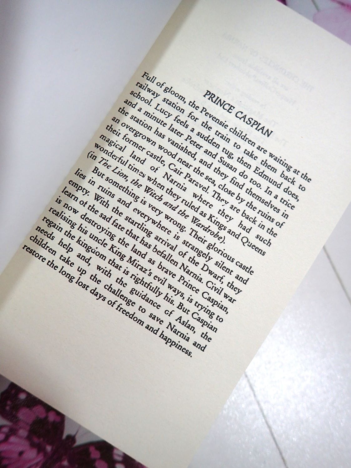 Intro text for Prince Caspian C. S. Lewis Vintage Children's book Chronicles of Narnia series