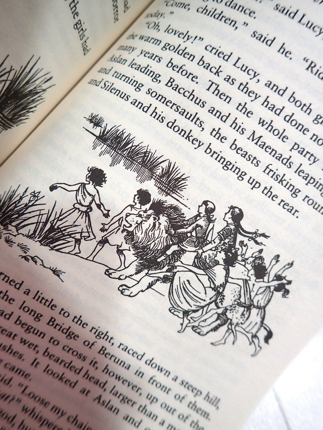 Black and White illustration by Pauline Baynes in Prince Caspian C. S. Lewis Vintage Children's book Chronicles of Narnia series