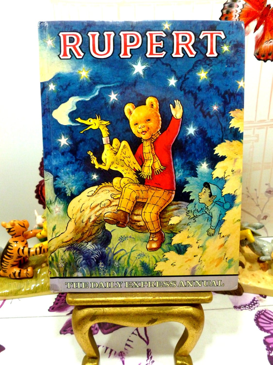 Vintage Rupert the Bear Annual 1979 with Dragon and stars on the Cover. Rupert Childrens Book 1970's