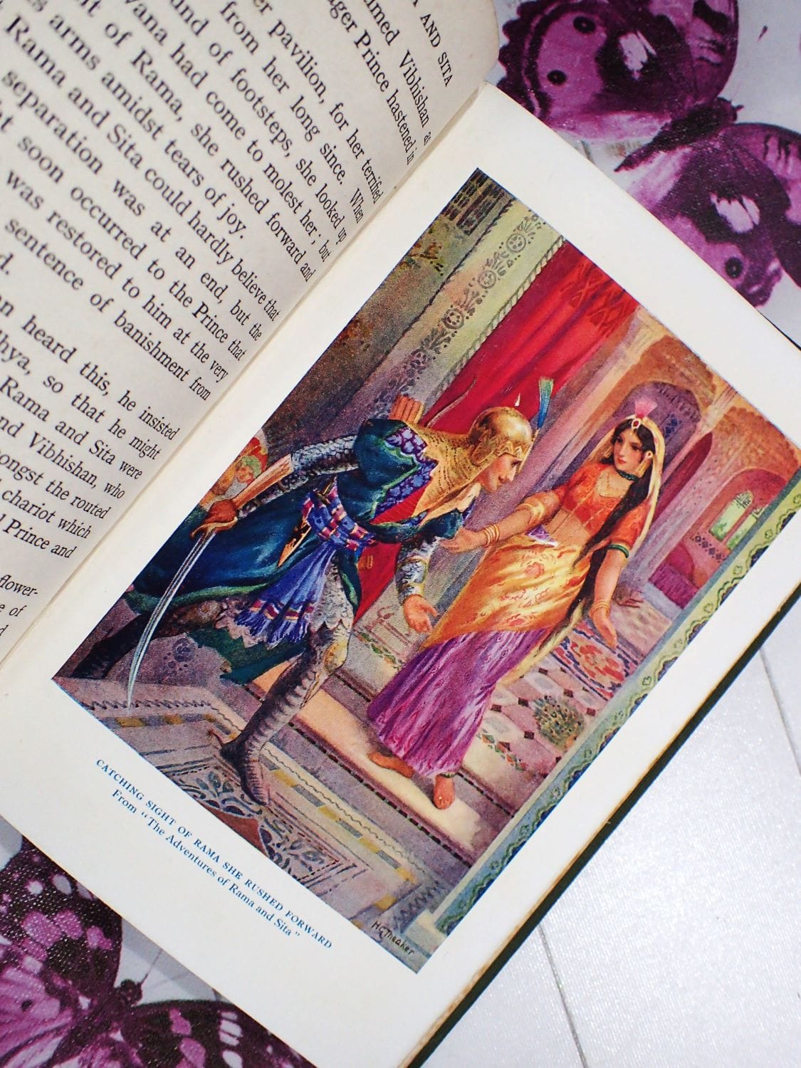 Illustration of Rama and Sita in Old Children's Indian Fairytale Book Tales and Legends from India.