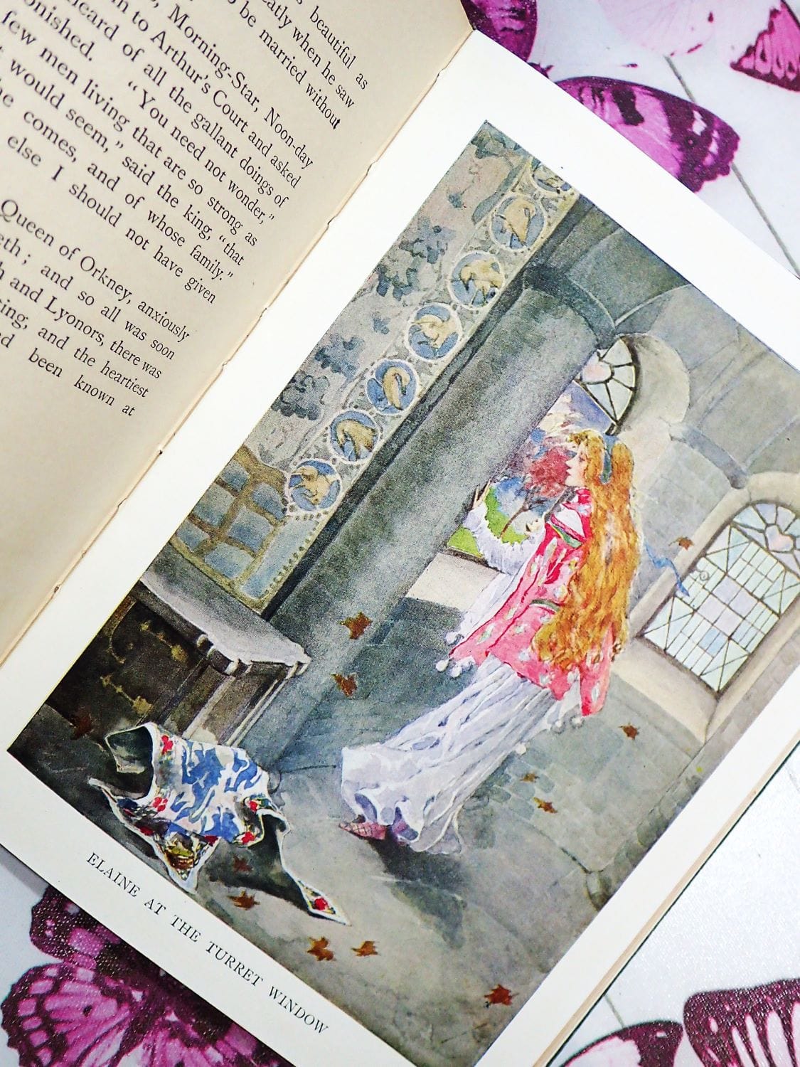 Elaine at the Turret Window The Children's King Arthur Antique Book Malory circa 1910