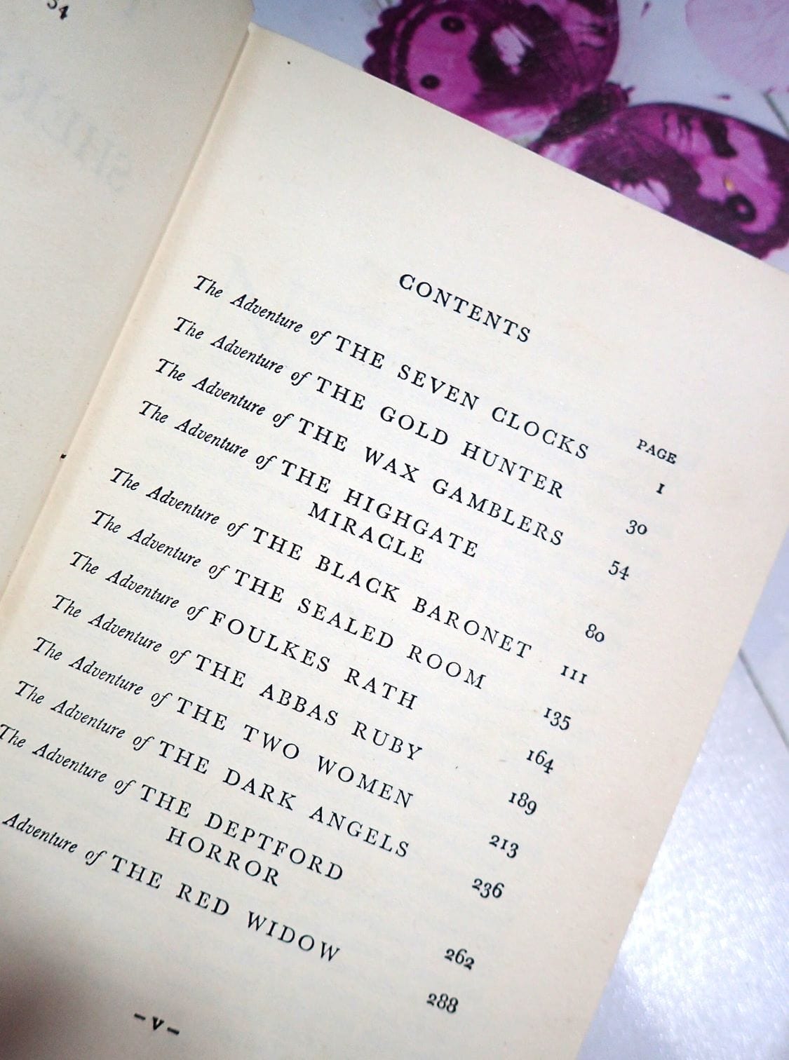 Contents page of The Exploits of Sherlock Holmes Conan Doyle First Edition Vintage Book