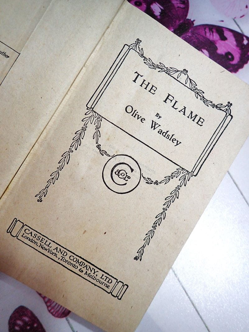 The Flame Olive Wadsley Classic Vintage Romance Novel Antique Book 1918