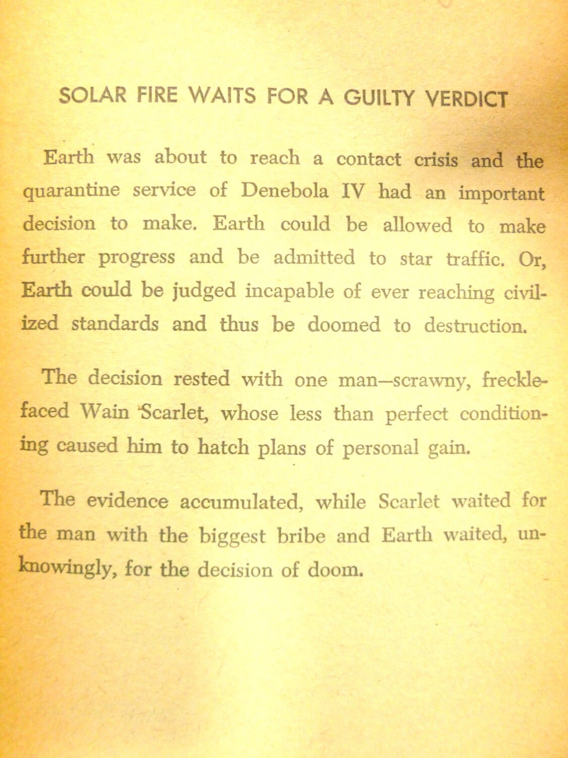 Page of The Trial of Terra Jack Williamson Sci Fi Paperback Book 1st Ed 1962 Fantasy Novel with text: Solar fire waits for a guilty verdict...