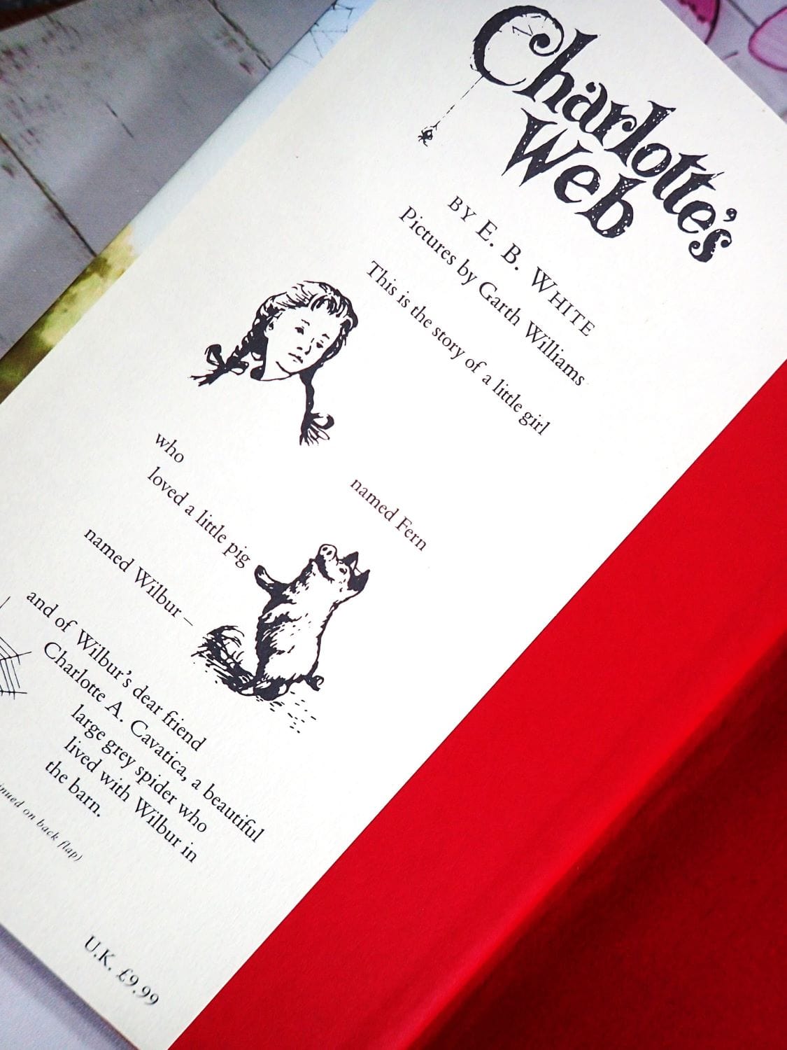 Dust Jacket blurb of Vintage Children's Book Charlotte's Web by E. B. White Puffin 50th Anniversary Edition. 