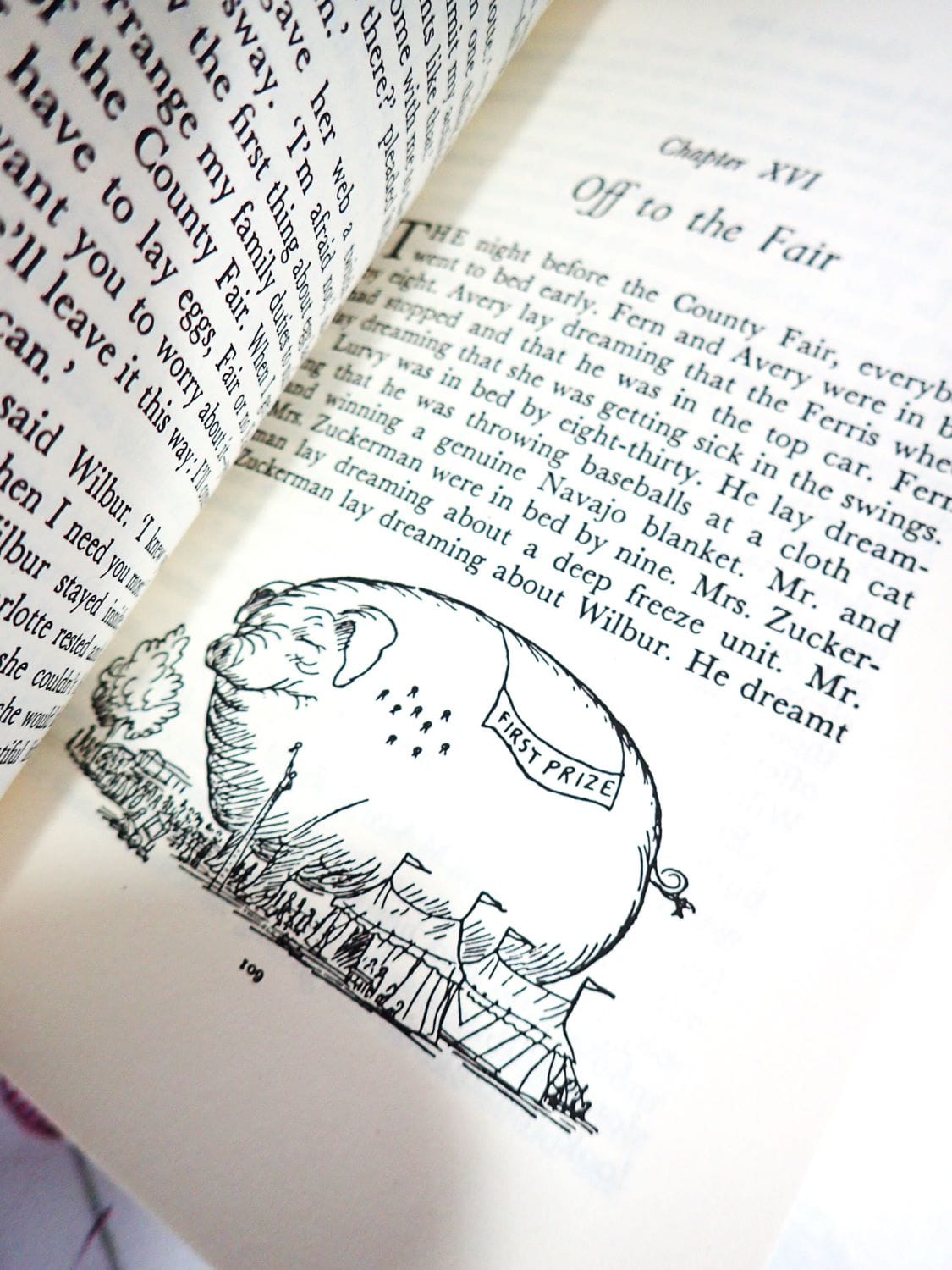 Wilbur the pig first prize in Vintage Children's Book Charlotte's Web by E. B. White Puffin 50th Anniversary Edition. 