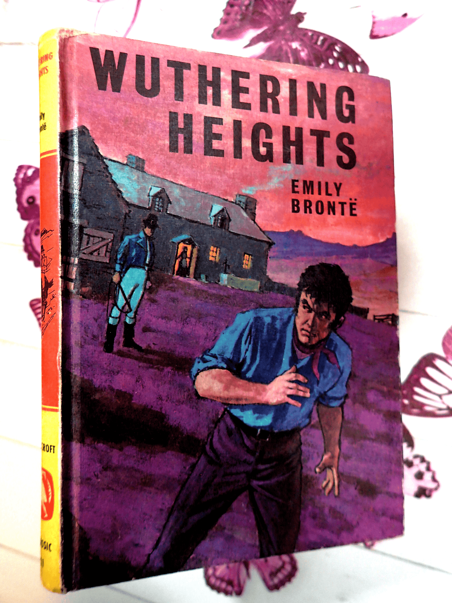 Front cover of Wuthering Heights Emily Bronte Bancroft Classics showing Heathcliff running